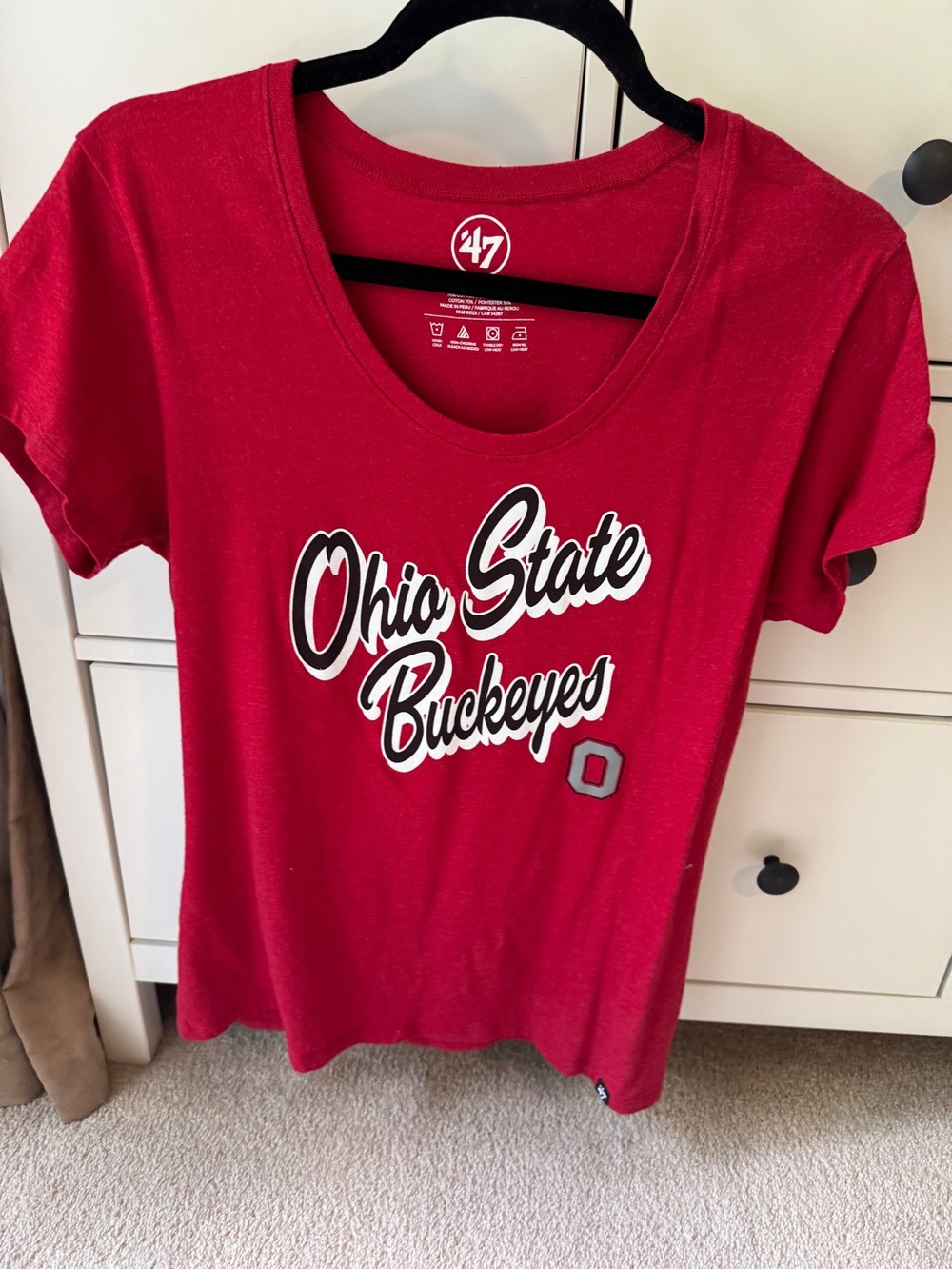 47 Women’s Ohio State Buckeyes Red Scoop Neck Short Sleeve Tee
